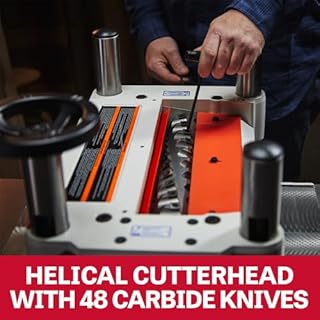 JET 15-Inch Thickness Planer for Woodworking, Helical Style Cutterhead with 2-Speed (16 FPM / 20 FPM) Feed Rate, 3 HP, 230V 1Ph (JPW-15BHH)