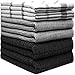 Premium Kitchen Towels (20”x 28”, 6 Pack) | Large Cotton Dish Towels | Flat & Terry Highly Absorbent Kitchen Linen Set with Hanging Loop | Black Check