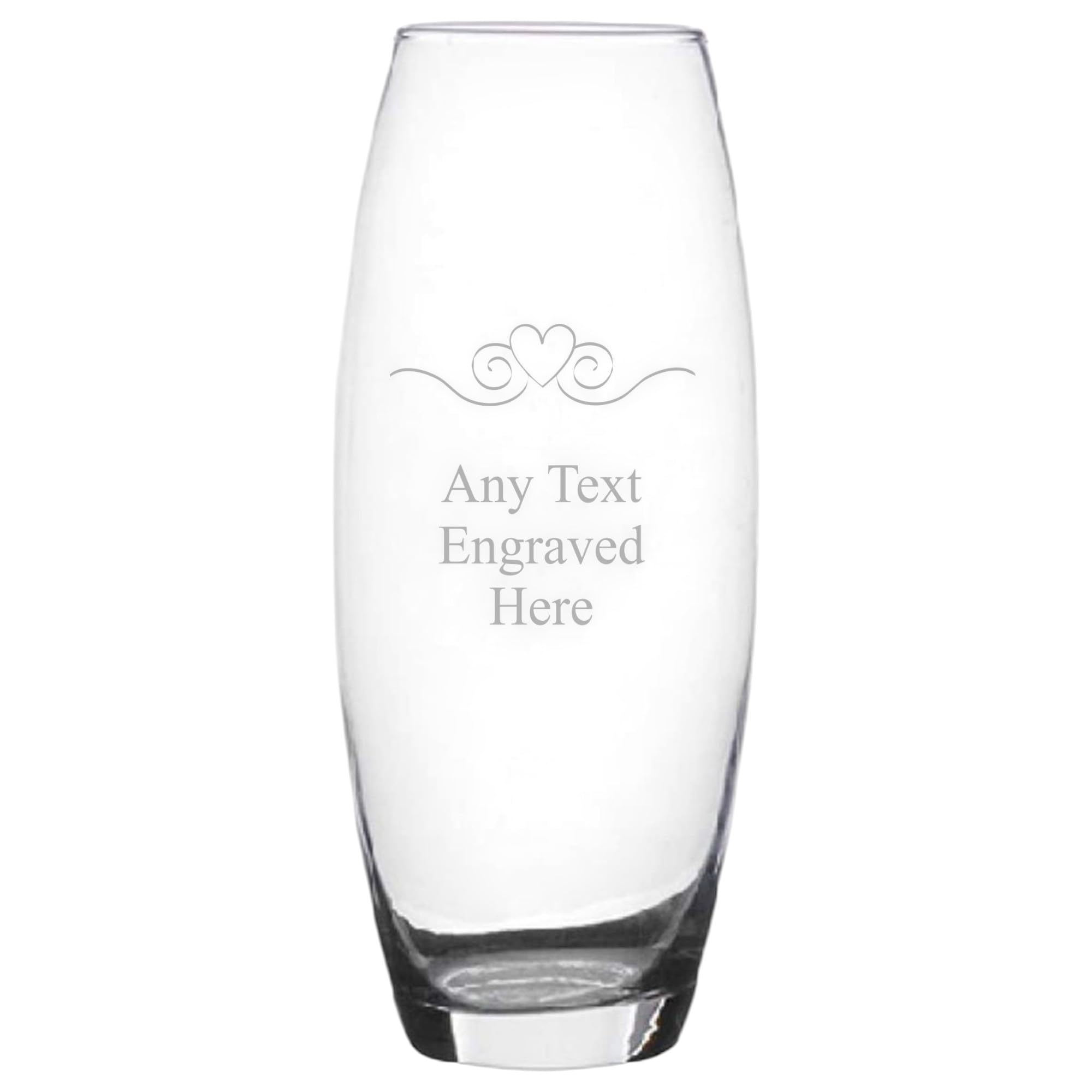 [Custom] Personalised Engraved Heart Scroll Bullet Glass Vase For Flowers Gift Birthday Wedding