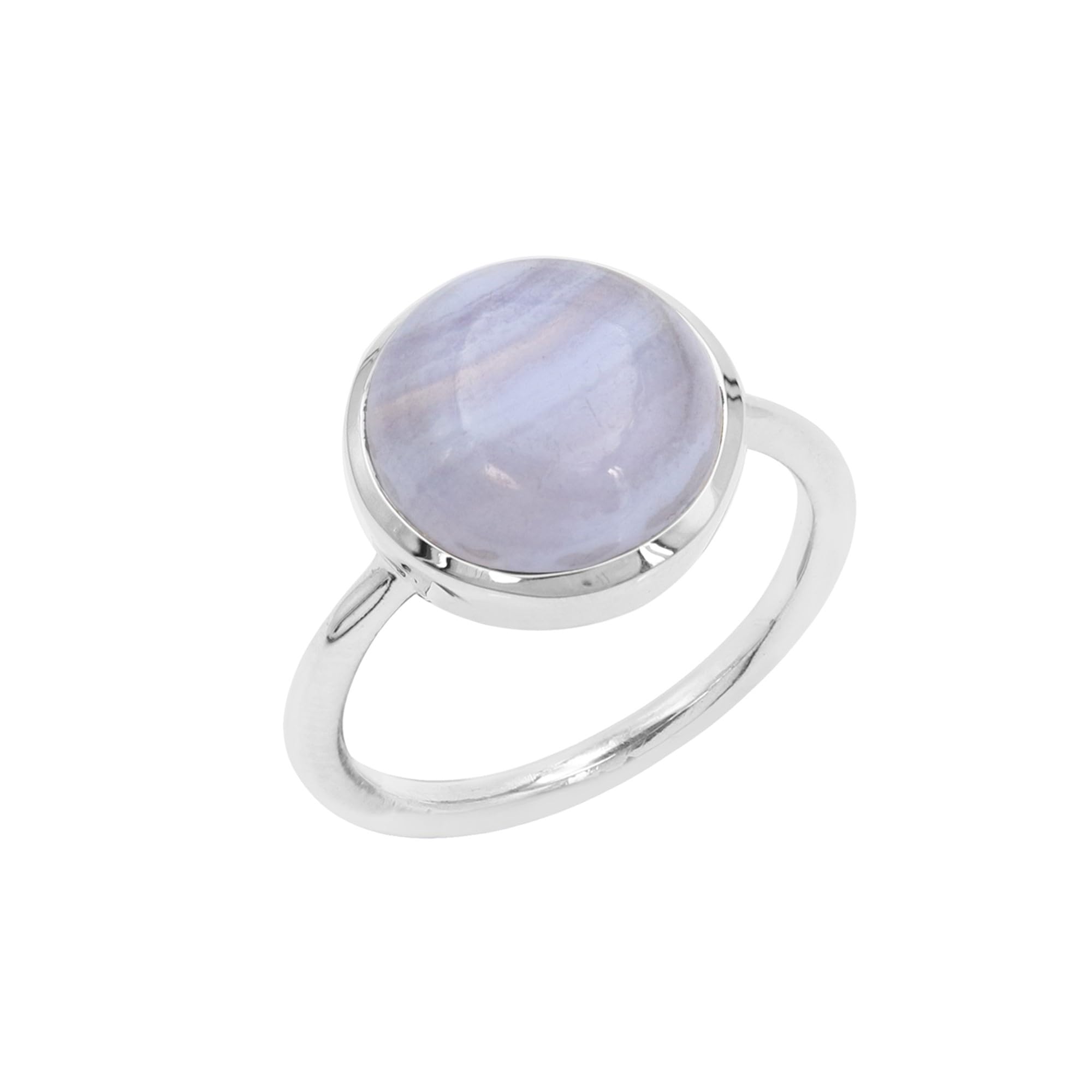 Bague en argent 925 avec agate dentelle bleue véritable faite main - 8