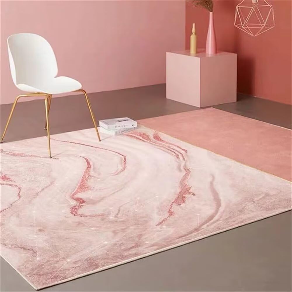Tapis salon doux abstrait rose 200x300cm pour chambre de filles