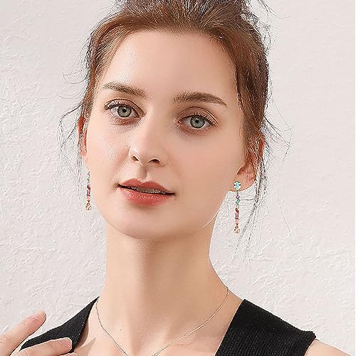 Long Crystal Dangle Earrings for Women Wedding Bridal Colorful Rhinestone Cubic Zirconia Drop Earrings for women Girls Mom Wife2