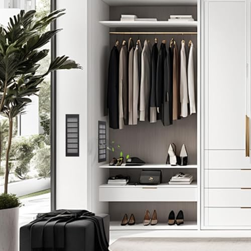 WJUAN 2 Stück Alu Lüftungsgitter 300x100mm schwarz eckig - Belüftungsgitter für Schränke, Schlafzimmer & Türen