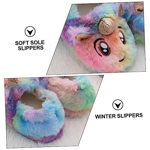 Boy Girl Unicorn Slippers Boy Girl's Cartoon Fluffy Cotton Slippers Indoor Non-slip Sandals3