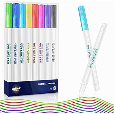 Acrylic Paint Pens,8 Colour Double Outline Pens Acrylic Paint Pens Metallic Markers Permanent Pens for Art Drawing DIY Crafts Cover