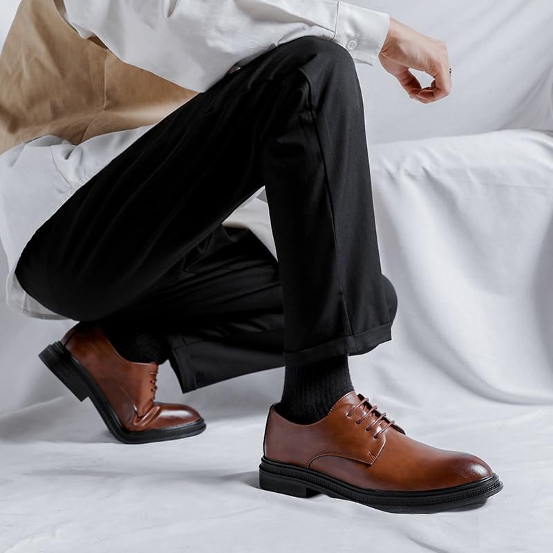Men’s Formal Business Oxford Dress Shoes Genuine Leather Round Toe Monk Strap Lace Up Comfortable Shoes Loafers Non Slip Durable Wedding Stylish Office2