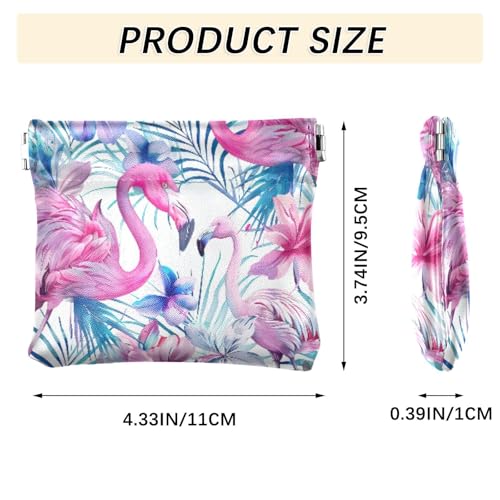 Watercolor Flamingos Coin Purse Leather Pouch Change Purse, Squeeze Coin Pouch for Cards, Keys & Lipsticks, Unisex3