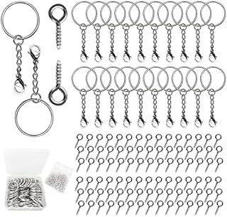 SKENGWEL 160 Pcs Keyring Making Kit, Metal Split Key Chain Rings, with Lobster Clasp Key Chain Ring Set DIY Key Chain for DIY, Crafts, Purse