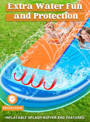 image for Sloosh 32.5ft Double Water Slides, Heavy Duty Lawn Water Slide with Sp