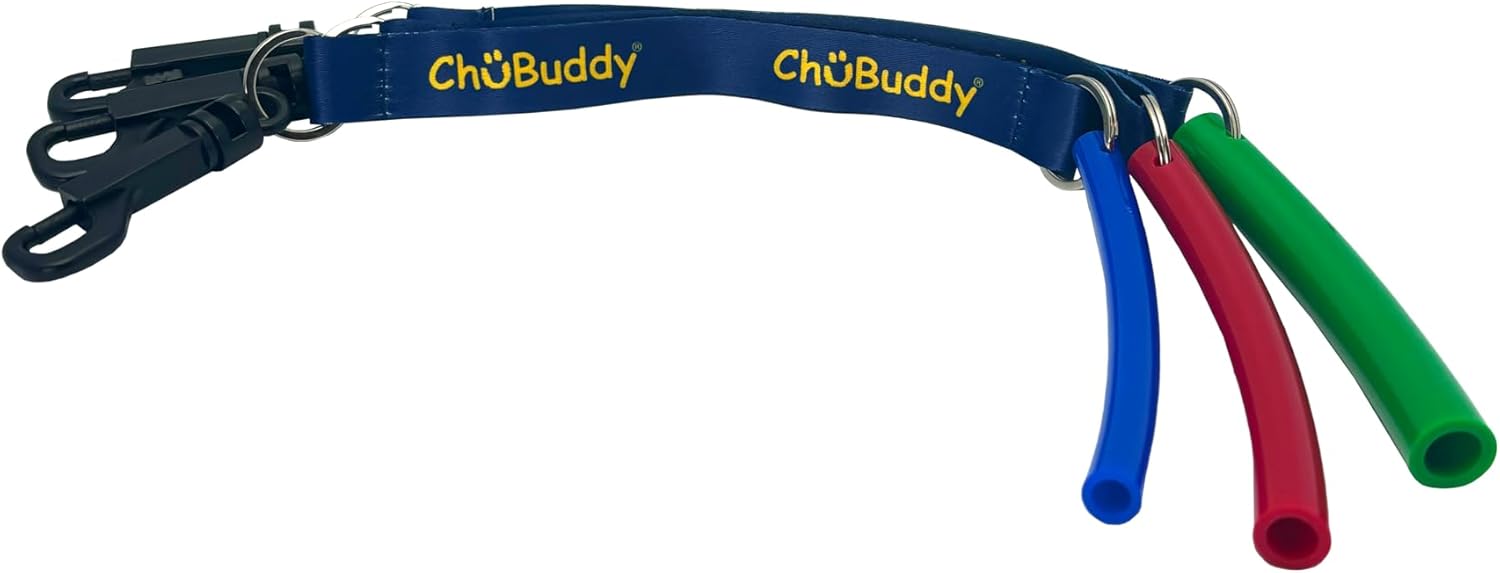 Chubuddy Strong Tube Starter Pack – Slim, Regular, and Big Clip-On Chews – Blue, Green, and Red – Sensory Chew Toy for Autism, ADHD, Oral Sensory Needs, Ages 3+