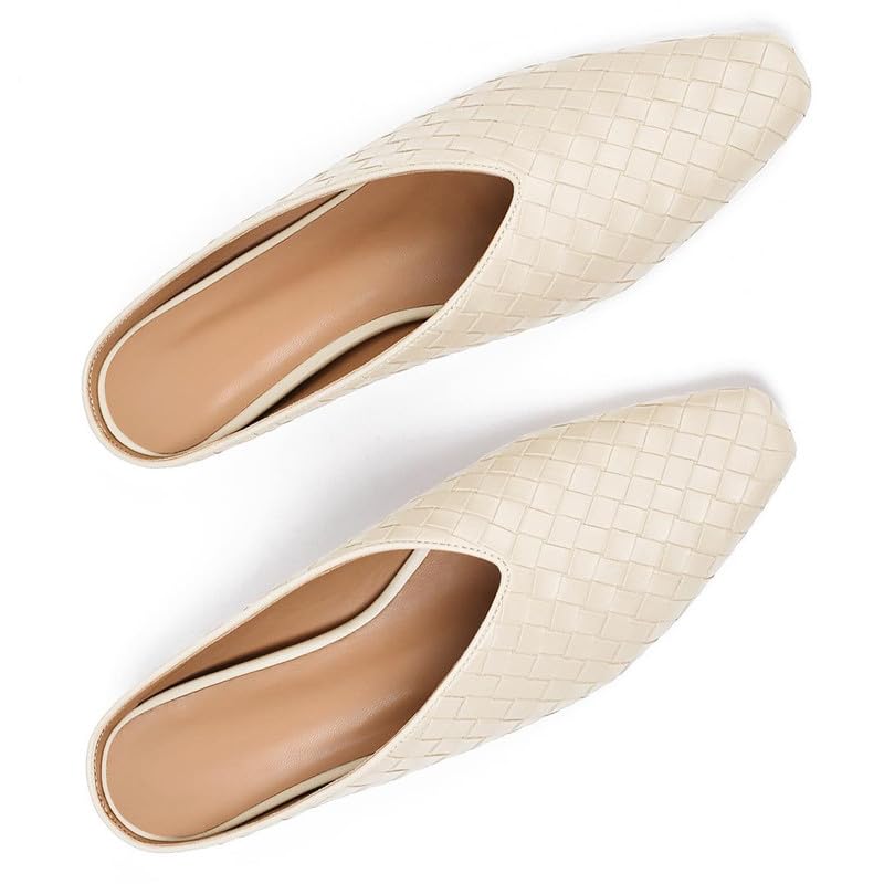 Image of Woven Mules for Women Slip on Comfortabke Metallic Slides Ladies Trendy Square Toe Hidden Wedge Mules