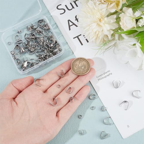 UNICRAFTALE About 120Pcs 6 Styles Stainless Steel Pinch Clips Clasp Bail Snap On Bails Hook Pendant Clip Clasp Metal Connector Clasps Pendant Clasps for Neckalce Jewelry DIY Craft Making - Image 4