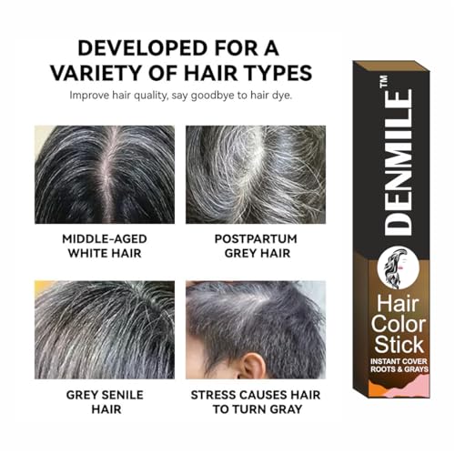Image of DENMILE Black Hair Dye Pencil for Men & Women Grey Hair Coverage Touch Up Stick Instant Hair Colour Stick Cute Colour Hair Dye Root Touch Up for Grey Hair Concealer Women
