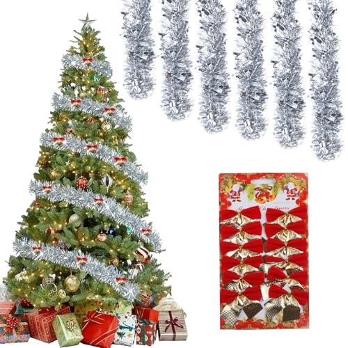 Lametta Girlande Weihnachtsgirlande, 6 Stück x 2M Lametta...