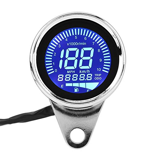 Compteur de vitesse moto LED LCD universel et tachymètre chromé