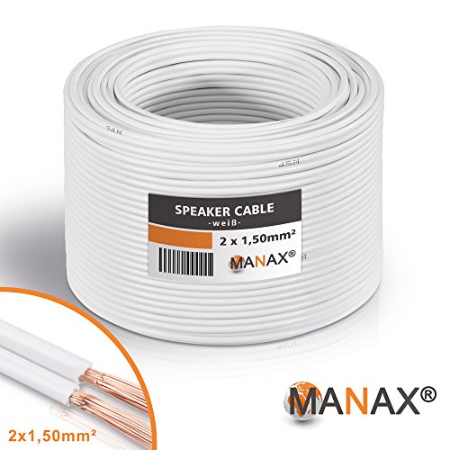 Cable de Altavoz (2 x 1,5 mm², 30 m), Rollo Weiß