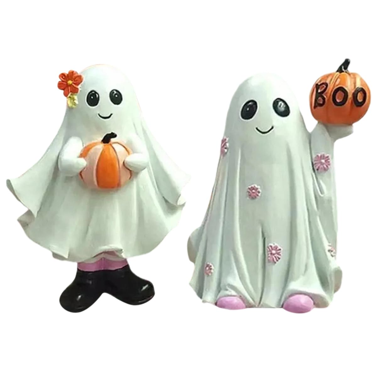 Décorations en résine pour Halloween : statuettes fantômes et ornements de table