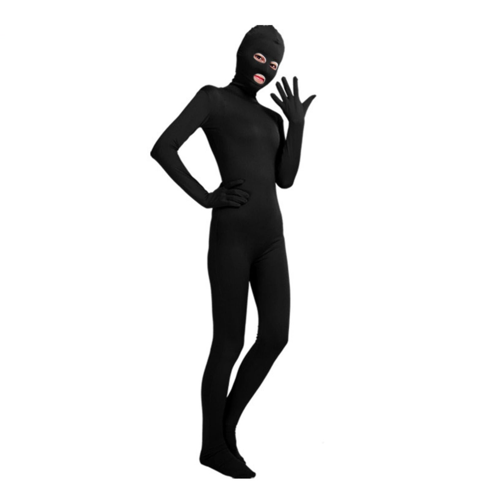 Tuta intera per adulti in spandex tuta Zentai con occhi bocca aperta abbigliamento da ballo tinta unita Spandex tuta