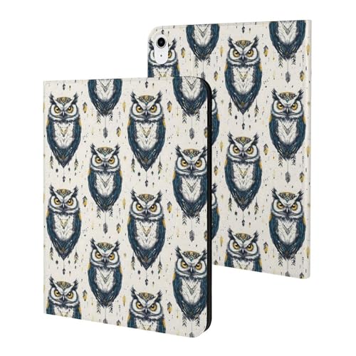 Compatible avec iPad A16 11 2025 protection veille automatique motif hibou vintage
