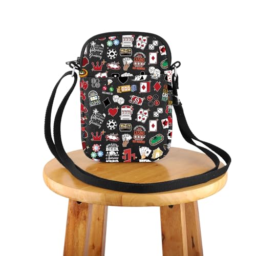 JYTAPP Bolsa transversal para jogadores de cassino, presente para jogadores de pôquer, amantes, aposentadoria, sorte, cassino, apostadores, amantes, presente, Preto, One Size