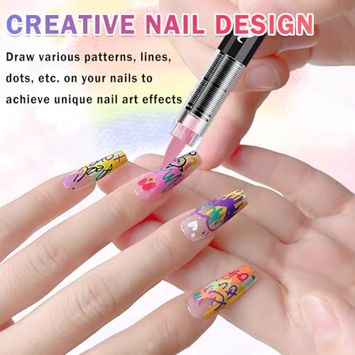 Image of 12 Colors Nail Art Pens Set, Nail Polish Pens Quick Dry, Multi-colors