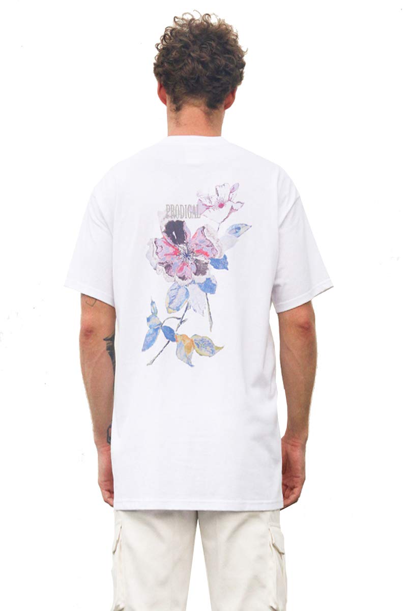 T-shirt Big Decayed Flower blanc en coton premium doux taille S
