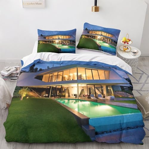 Housse de couette villa 3D parure de lit King en microfibre premium douce - 5