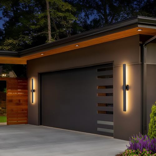 Image of 39.4 inch Long Outdoor Wall Lights Modern LED Exterior Lighting Fixtures Matte Black Outdoor Sconces Wall Lighting for House Front Door Porch Garage Patio