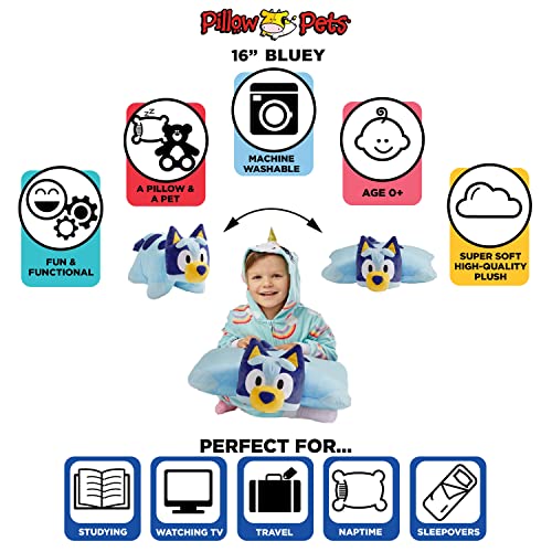 Image of Pillow Pets BBC Studios Bluey, 16 inch Stuffed Animal Plush Toy | Super Soft Companion, Unfastens into a Comforting Cuddle Cushion