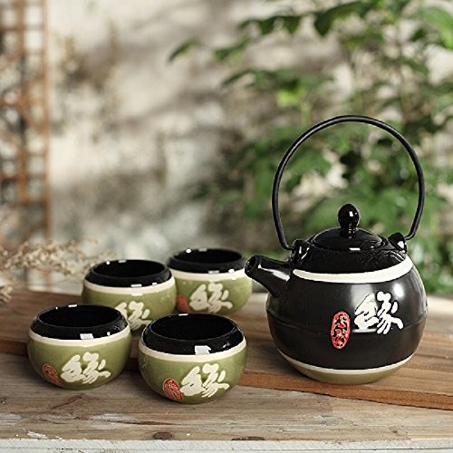 Panbado Tetera con 4 Tazas de Porcelana de Estilo Japonés Juegos de Café de Porcelana de 5 Piezas Tetera de Té Kungfu de… - Imagen 4