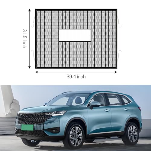Image of Wuyaoyao Car Grille Protection Net, 39.4 inchx31.5 inch High-Density Front Grill Air Intake Mesh Dustproof Net with Hooks, Car Grill Mesh Blocks Stones Leaves Dirt, Universal Car Accessories (Opening: Black)