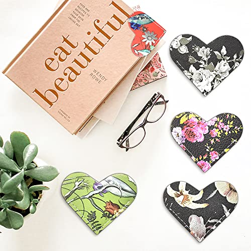 Komake 6Pcs Leather Heart Bookmark, Heart Page Corner Handmade Bookmark, Leather Heart Corner Bookmarks, Personalized Cute Handmade Book Reading Gift For Women Teacher Student Kids Book Lovers #TOP4