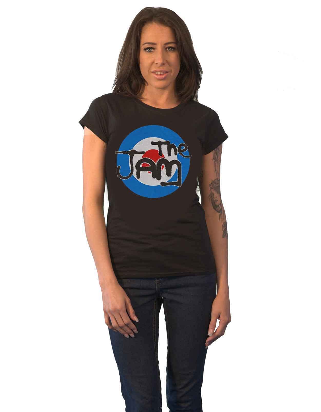 Band Monkey Women's Multicoloured The Jam T-Shirt Spray Target Logo (Soft Hand Inks)