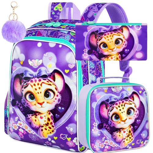 Image of 16 inch Backpack for Girls Boys 4-8, 3Pcs Kids Bookbag Set with Lunch Box, School Bag for Preschool Kindergarten