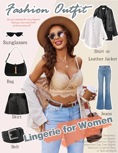 Image of Avidlove Lace Bralettes for Women Y2k Strap Bustier Cami Top V Neck Camisole Lingerie