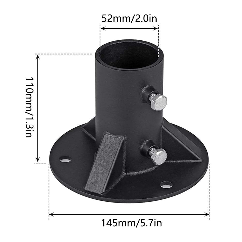 2PCS 52mm Post Base, Heavy Duty Fence Mailbox Flagpole Mount Base, Pool Ladder Fixing Post Anchor - Image 2