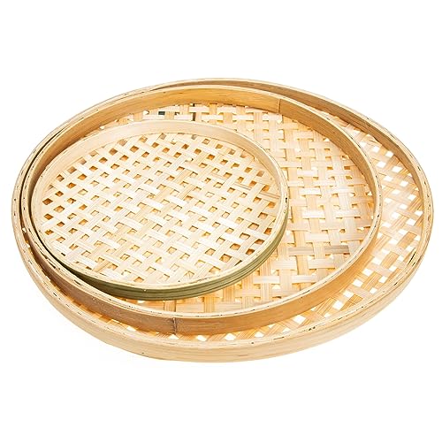 Cabilock 3pcs Hand-woven Bamboo Baskets Small Wicker Basket Lid Tall Wicker Lid