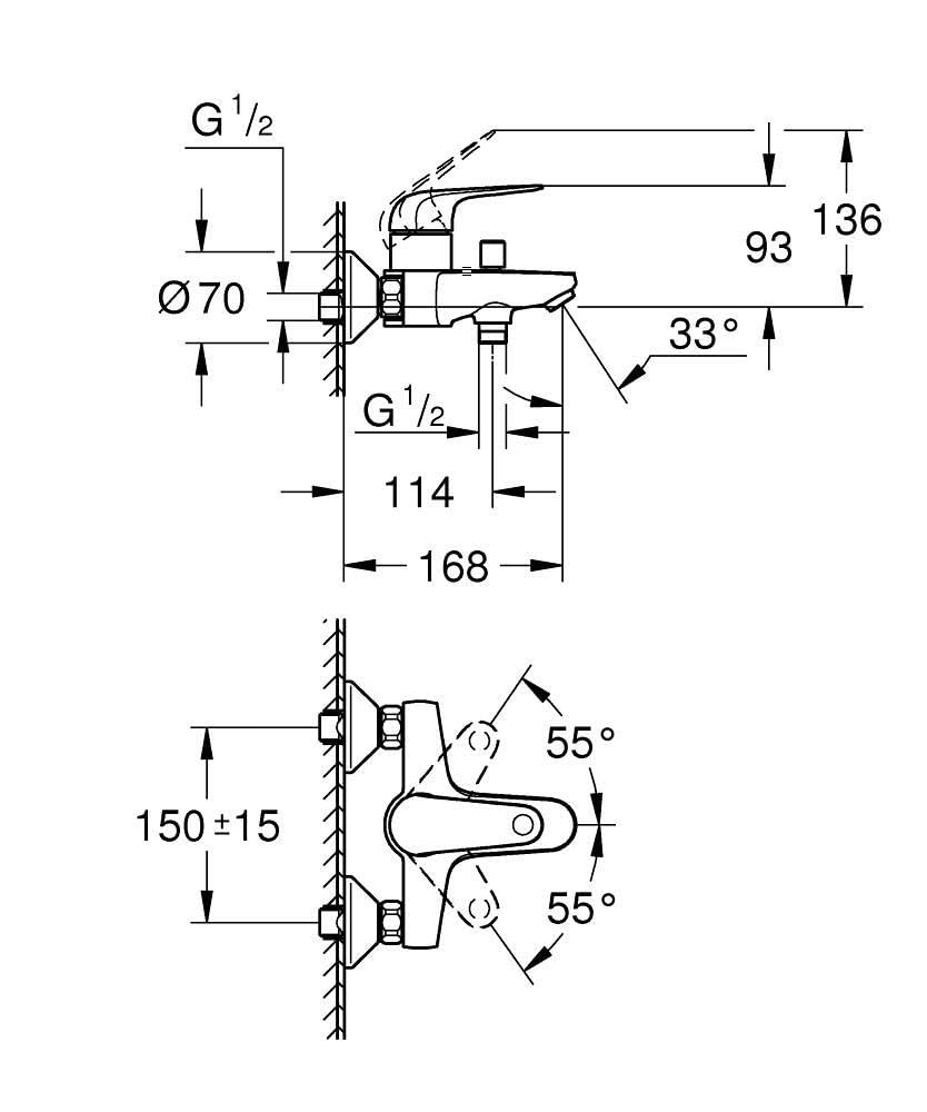 GROHE Swift Miscelatore monocomando per vasca-doccia, cromo, 24335001