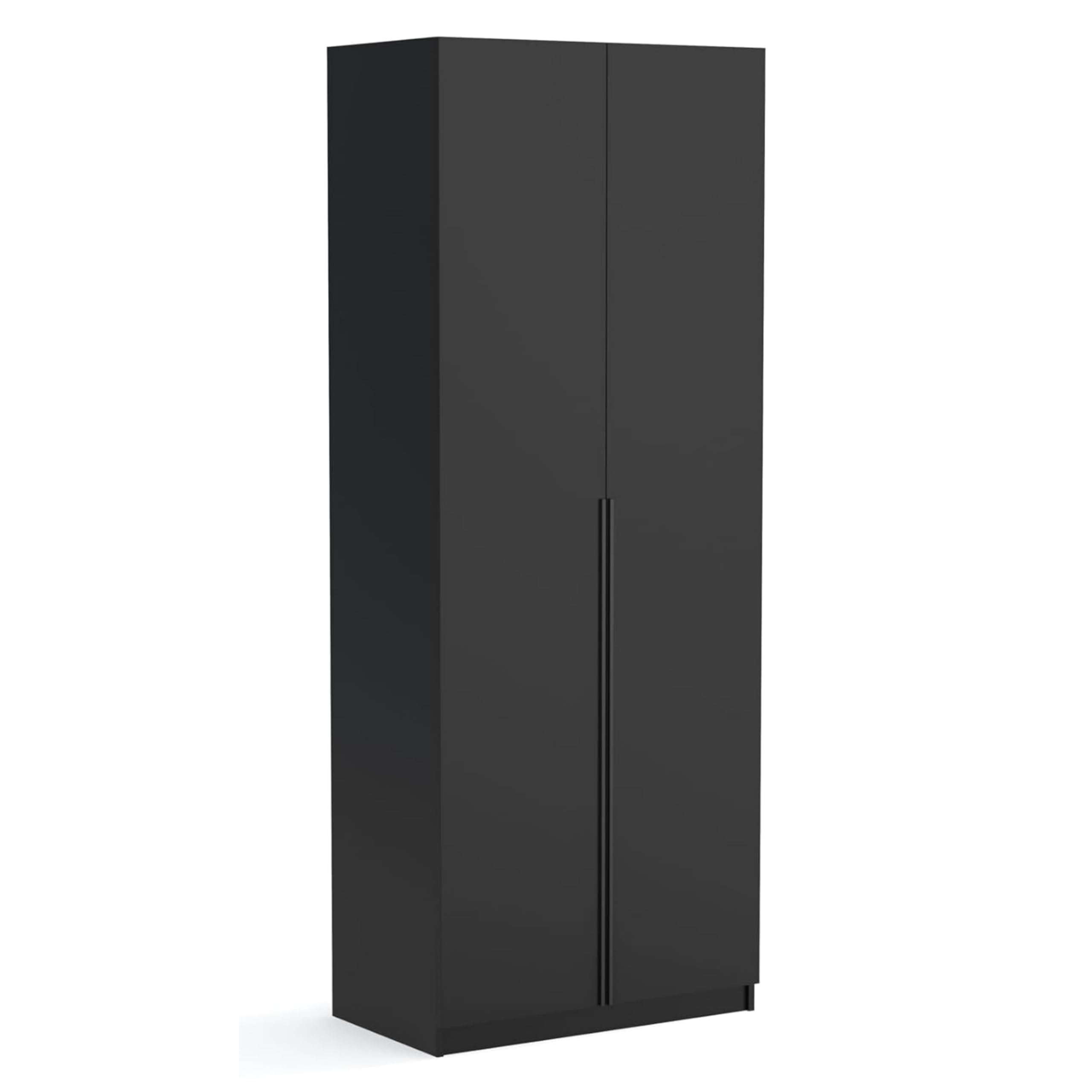 Brent - Kleiderschrank Bristol Schwarz 90 cm Breite, 2-türig, Mehrzweckschrank mit Einlegeböden und/oder Kleiderstange, Aufbewahrungsschrank, Modern Metallgriffe in Schwarz