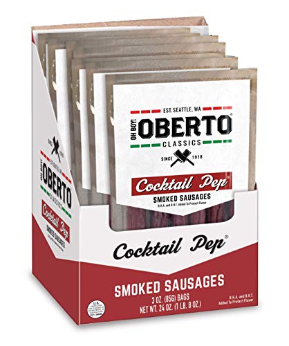 Oberto Classics Cocktail Pepper Smoked Sausages, 3oz, Pack of 8