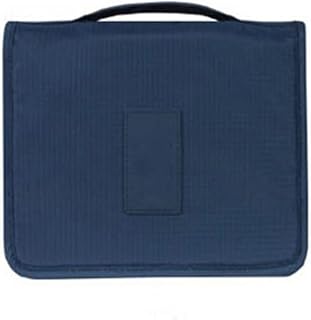 Compatible with Hanging Toiletry Bag Cosmetic Makeup Foldable Travel Storage with Plastic Hook Wide Tote Multifunctional Pockets Navy Blue Oxford Cloth 24x18.5x9.5cm for Daily