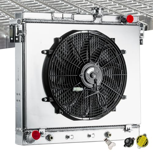 Aluminum Radiator 4 Row for 2006-2012 Chevy Colorado/GMC Canyon/HUMMER H3 H3T 5.3L V8 Radiators with Electric Fan Shroud Thermostat Kit