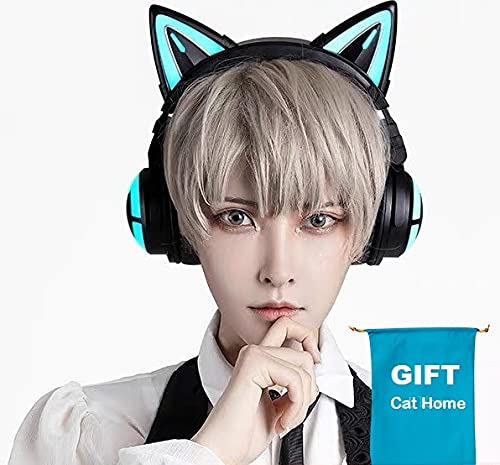 🛒 Crazy Deals Version UP 3G Cat Ear Headphones Type-C Wireless 5.0 aptX Low Latency, Gaming Pro 7.1 Surround Sound, Noise Cancelling Mic (3S, Black)