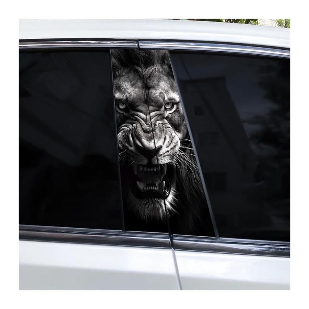 Decorative Items 2pcs Ferocious Animal Car B Pillar Decal Waterproof Car Door Pillar Sticker(G)