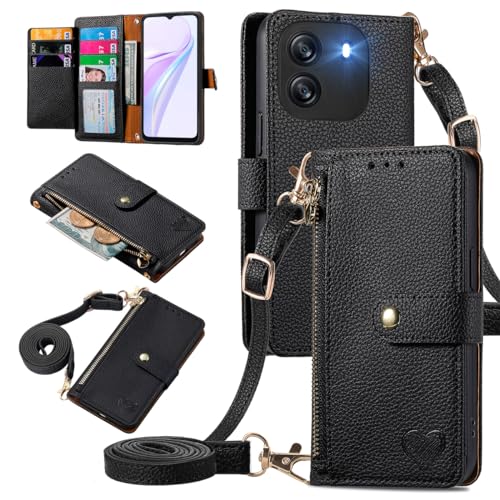 Housse en cuir Blackview Wave 6C MOJIA protection portefeuille haut de gamme noire