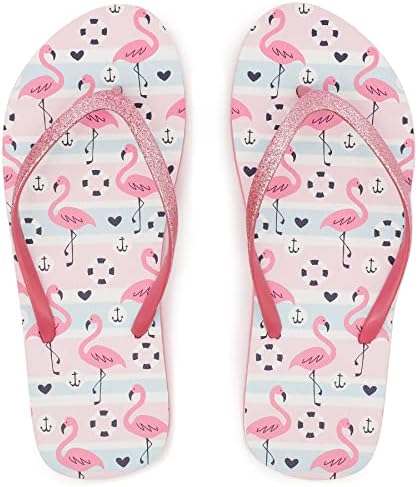 Ataiwee Girls Flip Flop Sandals - Little/Big Kids Slide Thong Beach Animal Fruit Printed Summer Water shoes.(2002001-2207,PK/FG,6)
