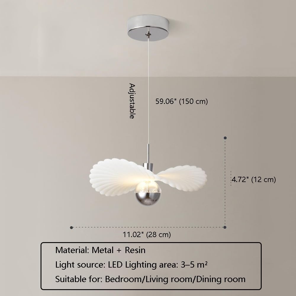 Suspension Moderne En Résine Blanche, Lampe Suspendue Led Chromée