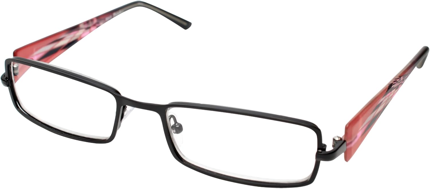 Calabria 845 Designer Women Rectangle Techno Reading Glasses with Hard Case 53mm