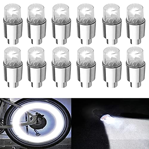 Image of 12 PCS LED Wheel Lights Flash Light Tire Valve Cap Lamp for Car Trucks Motorcycle Bike (White)