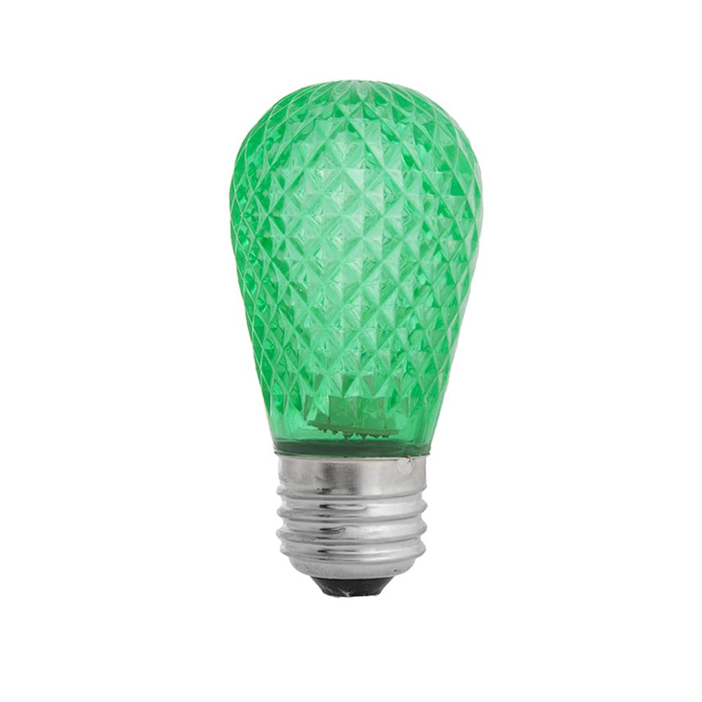 Green S14 LED Faceted Lens - Patio String Light Bulb